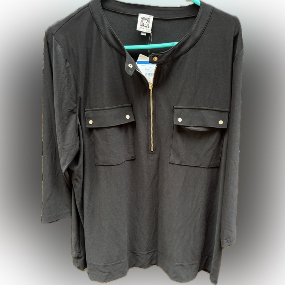 Anne Klein Black Top with Gold Zipper